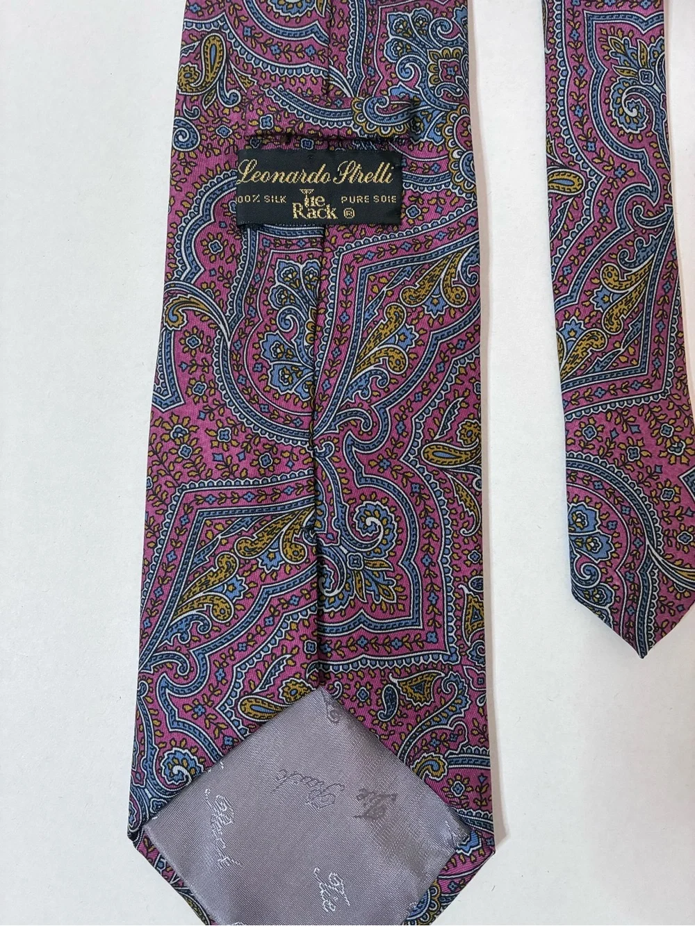 Leonardo Richetti 100% Silk Paisley Tie Purple Blue Gold Classic Italian Style